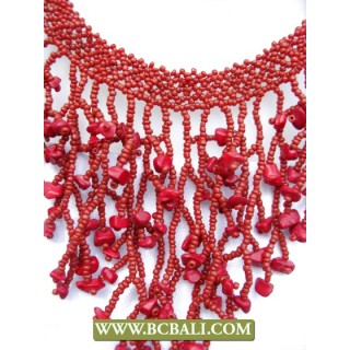 Red Casandra Chockers Fashion Neacklace Beading